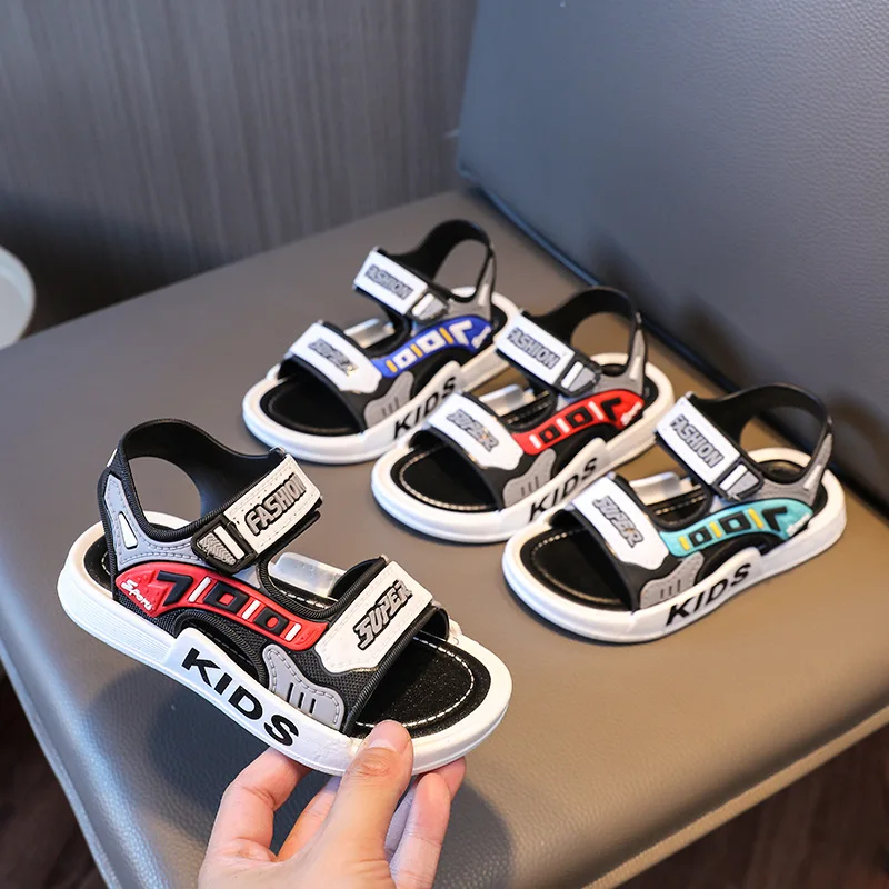 Kids' Sandals Korean Style Cute Cartoon Soft-Sole Outdoor Anti-Slip Sandals with Velcro for Boys, kids shoes,children sandals,kids sandals