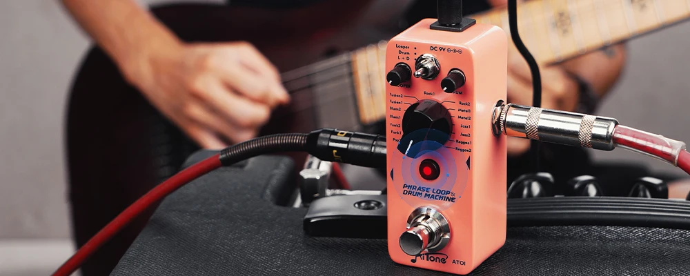 AITONE Series AT-01 Looper Pedal 8 Drum Styles 20 Minutes Looping Time Drum Mach