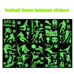 Autocollants de tatouage lumineux pour enfants, 10 feuilles/ensemble, dessin animé, Football, tatouages temporaires, pâte brillante sur le visage, bras, jambe, cadeau pour enfants, ZC 
