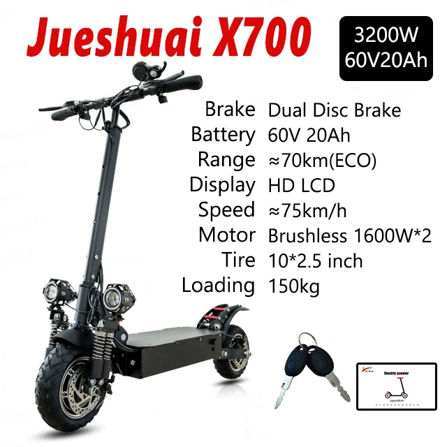 Trottinette électrique pliable pour adulte, 52V, 1300W, 20Ah, 75km de  distance, vitesse maximale de 60 km/h, charge maximale de 150kg