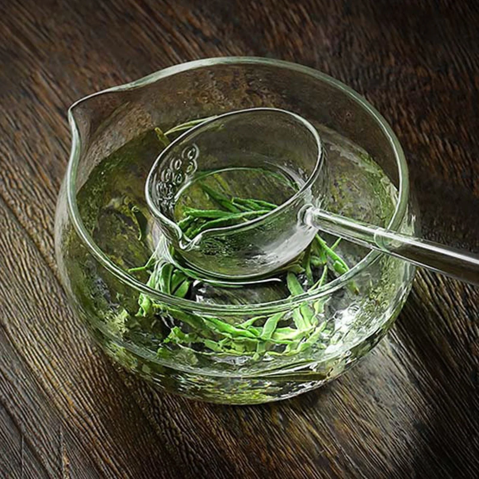Textured Glass Matcha Bowl and spoon with Pouring Spout green Tea Japanese Style Matcha Kit Glass Bowl for Party