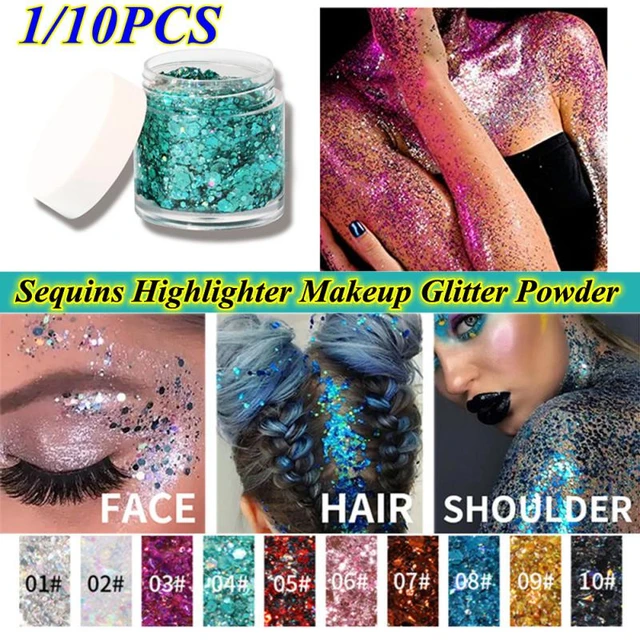 Multifunctional Face Glitter Body Shimmer Waterproof Face Glitter Face Paint  Festival Chunky Sequins Liquid Glitter Eyeshadow - AliExpress