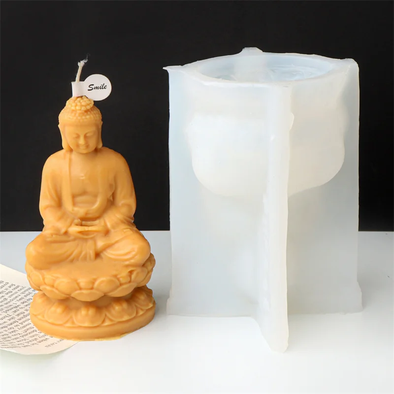 Large Buddha Statue Candle Silicone Mold DIY Meditation Buddha Handmade Artifact Resin Plaster Making Tools for Temple Supplies
