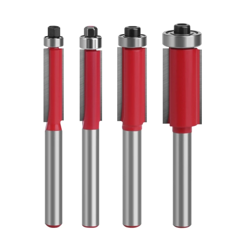 

4Pcs 6mm 1/4 Shank Milling Cutter Flush Trim Bearing Router Bit Set for Wood DropShip