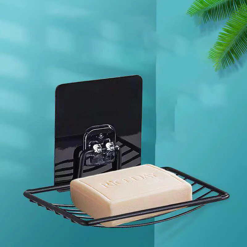 1pc soap rack Stainless Steel Soap Rack Punch-free Nail-free Bathroom Single Layer Drain Wall Hanging Sucker Soap Box Light Luxury Shelf