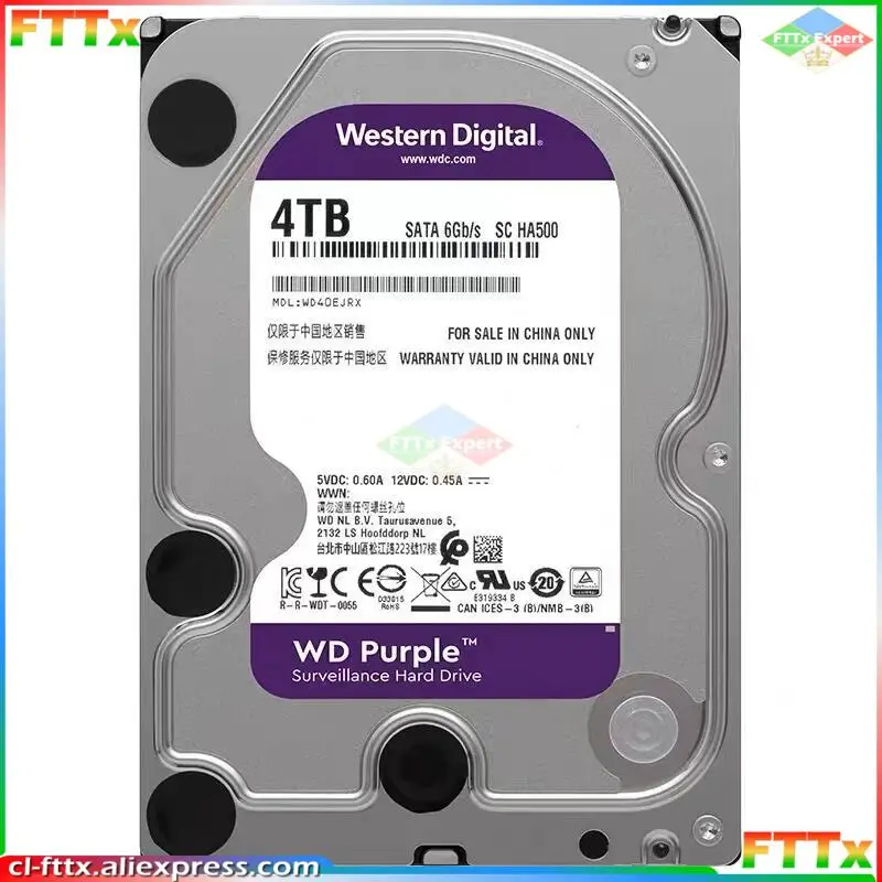 W. D. Viola 4Tb 3.5 "Monitoraggio Interno Hdd Sata Iii 6.0 Gb/S Disco Rigido Per Cctv Dvr Telecamera Di Sorveglianza Ip