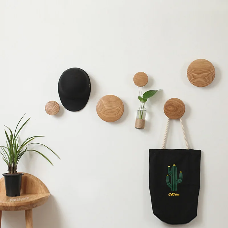 Wall Hanger Wooden Towel Hooks Pretty Living Room Wall Decor Wood Round Clothes Rack Wall Coat Hanger Mushroom Clothes Hook 2