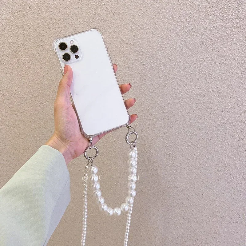 Pearl Chain Crossbody Necklace Lanyard Phone Case