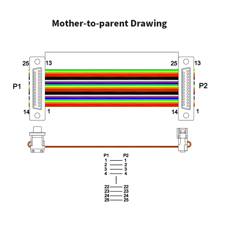 DIDC RS-232 DR/DB 9/15/25/37 Pin Ribbon Cable Connector Connection Line D-SUB DB9 DB15 DB25 DB37 Male to Female Extension Wire 6