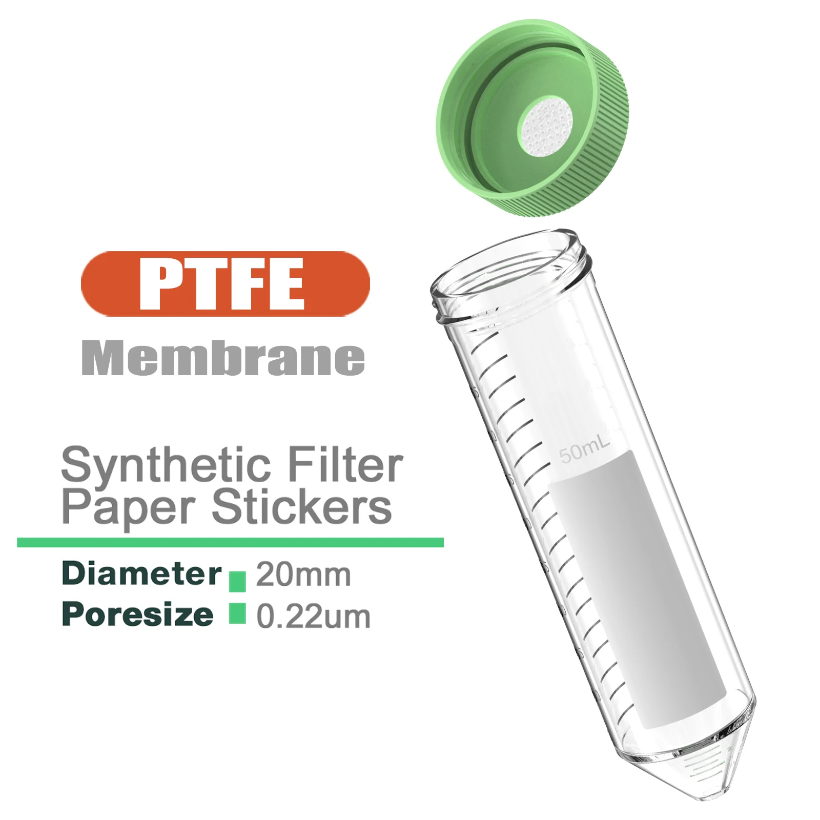 Sterile Centrifuge Tubes Vented Screw Cap for Gas Exchange with PTFE 0.22um Membrane Filter ,Sterile Package,50ml ,8pcs