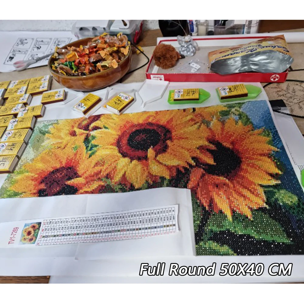 Diamond Painting EverShine Flower Rhinestone Picture Full Square Mosaic Diamond Embroidery Sunflower Cross Stitch