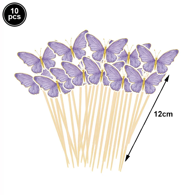 Description Picture 5 of itemPurple&Pink Butterfly Cake Decorations Happy Birthday Cake Toppers Tableware Cups Baby Shower Wedding Birthday Party Decorations