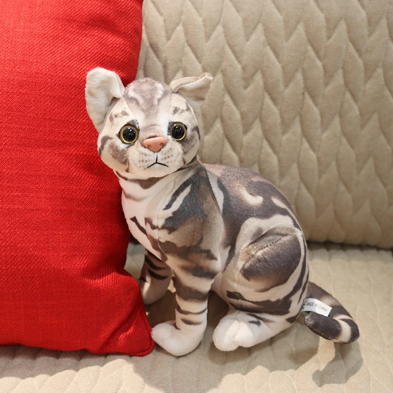 

Милая реальная жизнь, плюшевая коричневая игрушка для кошки, мягкая игрушечная кошка, кукла, подарок, около 27 см