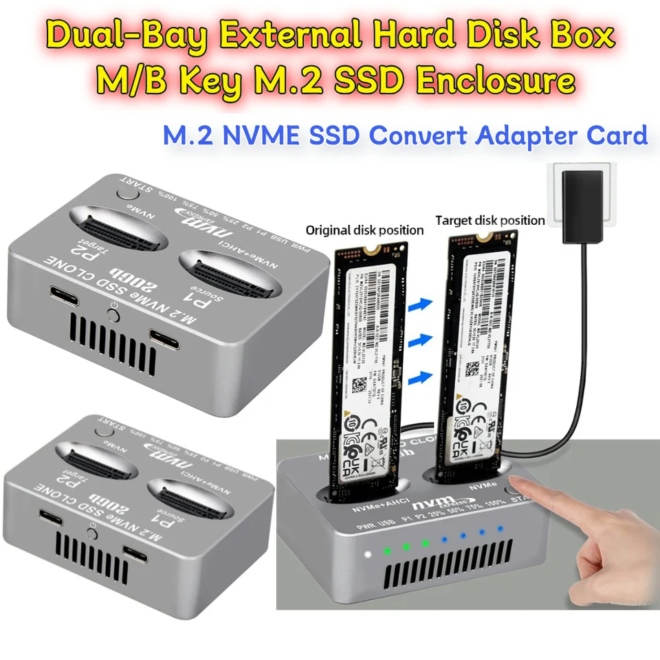 Akasa DuoDock MX, Dual M.2 PCIe NVMe SSD dockingstation met Akasa DuoDock MX, Dual M.2 PCIe NVMe SSD dockingstation met