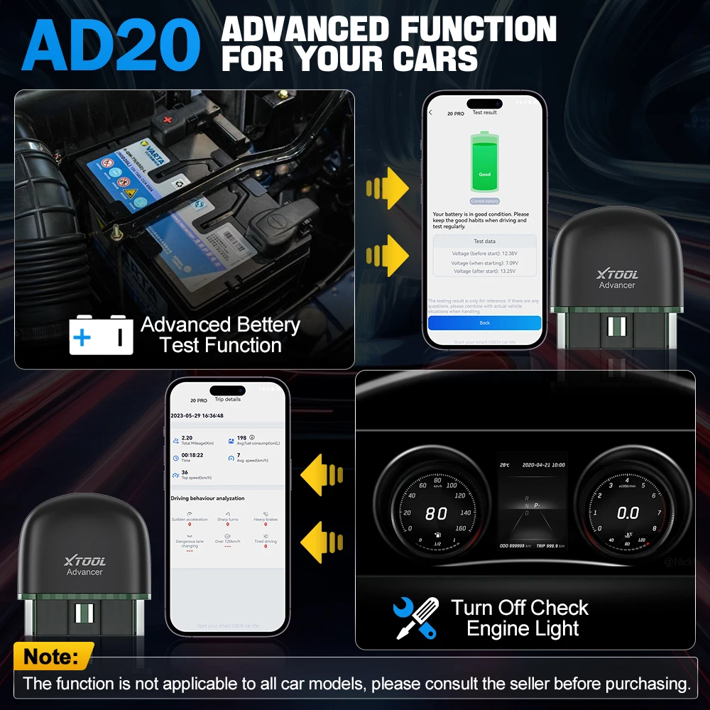 XTOOL Advancer AD20 Car Engine Diagnostic Tools OBD2 Code Reader Scanner Android /IOS Better than ELM327/AD10 Update 4