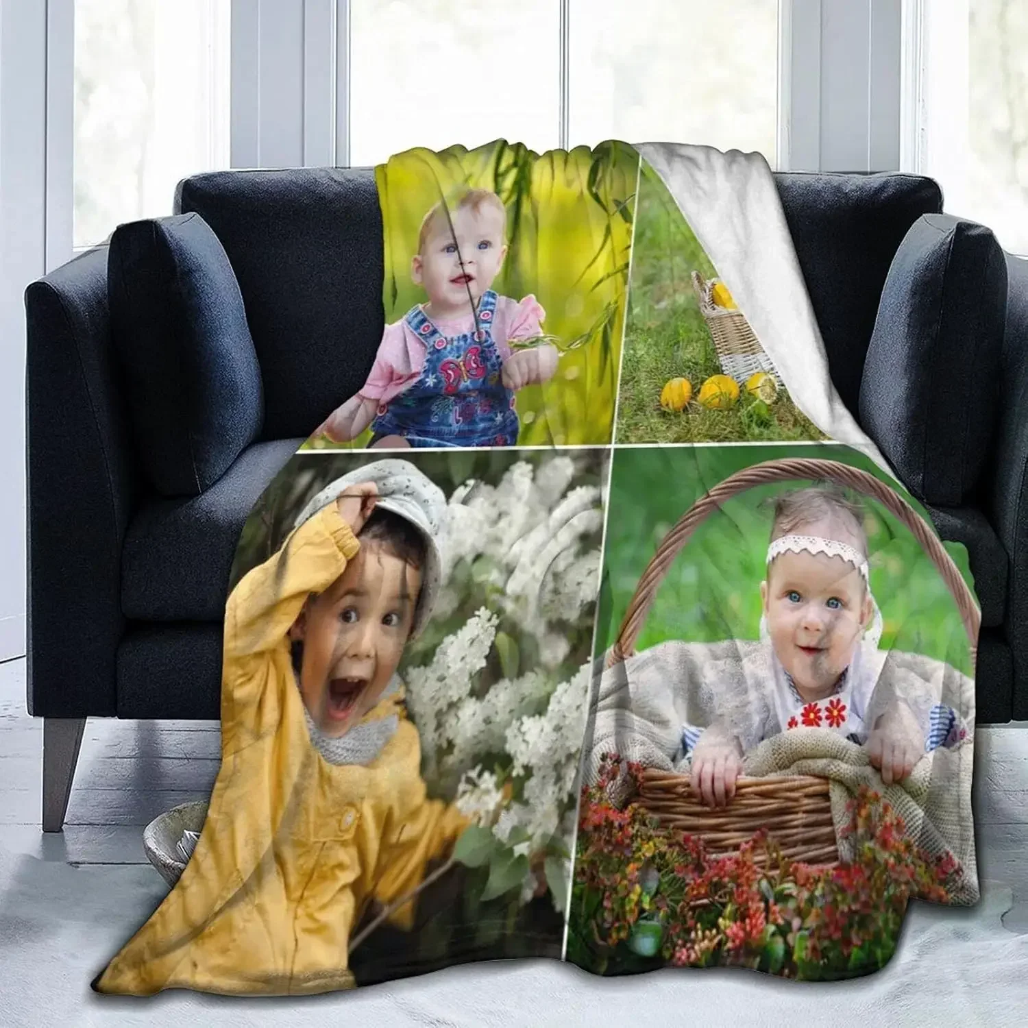 Custom Blanket with Photo,Personalized Flannel Blanket for Adults Children Birthday Christmas Father Mother Valentine's Day Gift 4