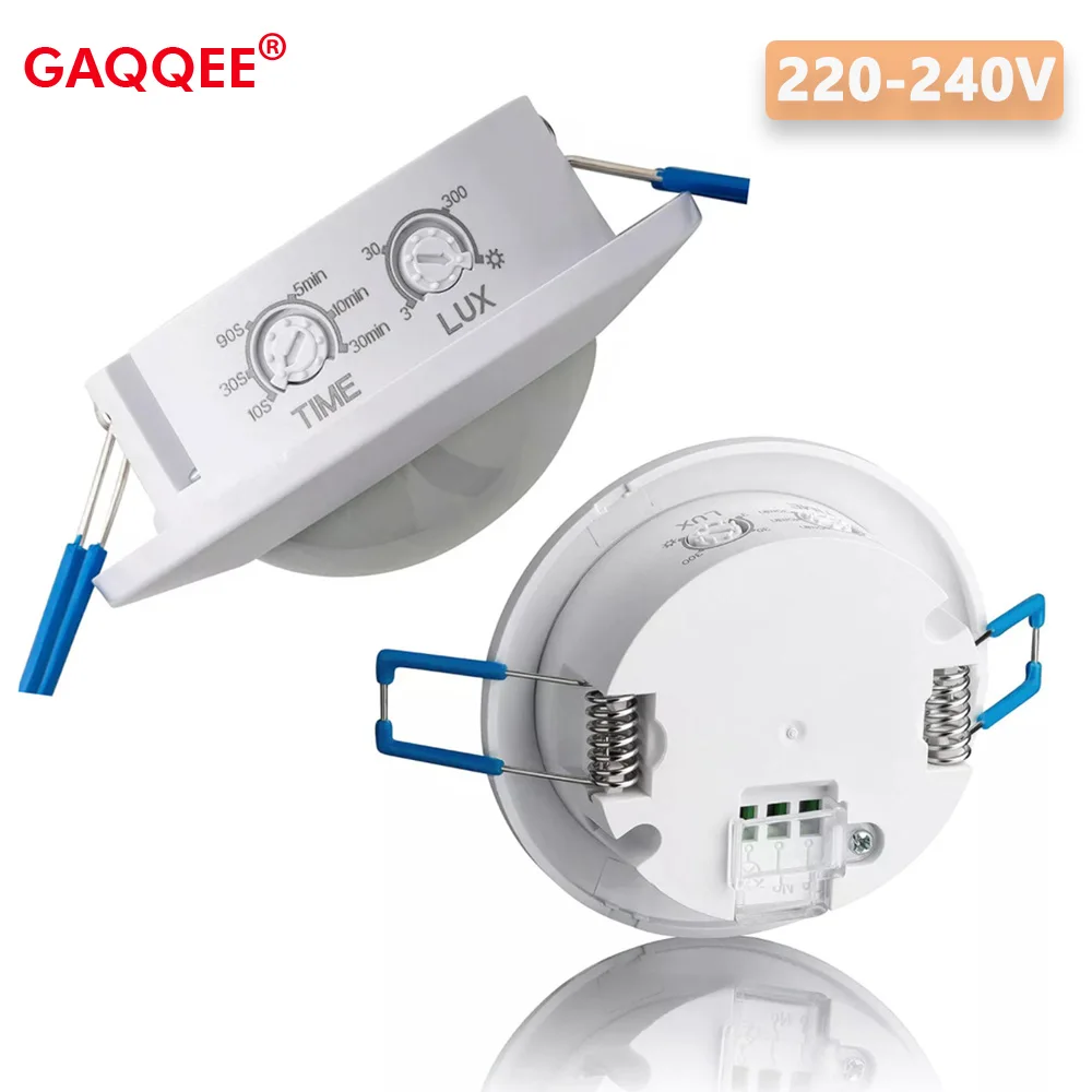 AC 220V-240V 인체 적외선 센서 스위치, 500-1200W LED 감지기, 스마트 스위치, 3-200lux 조절 가능 프로젝션 ..