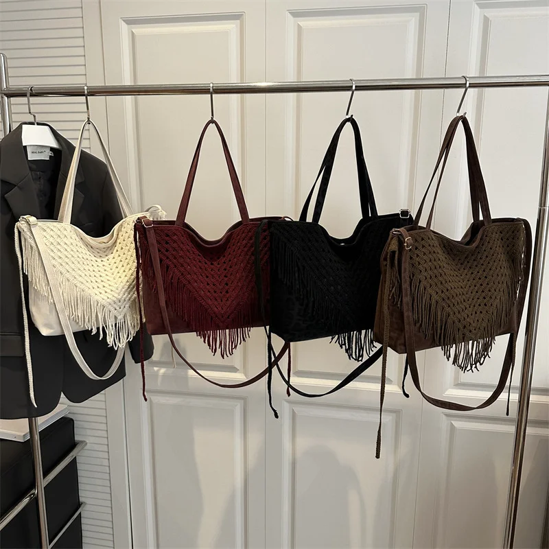 Woven Tote Bag Womens Purse Leather Shoulder Handbags Fashion Large Capacity Crossbody Tote Bags Travel Messegner Bags