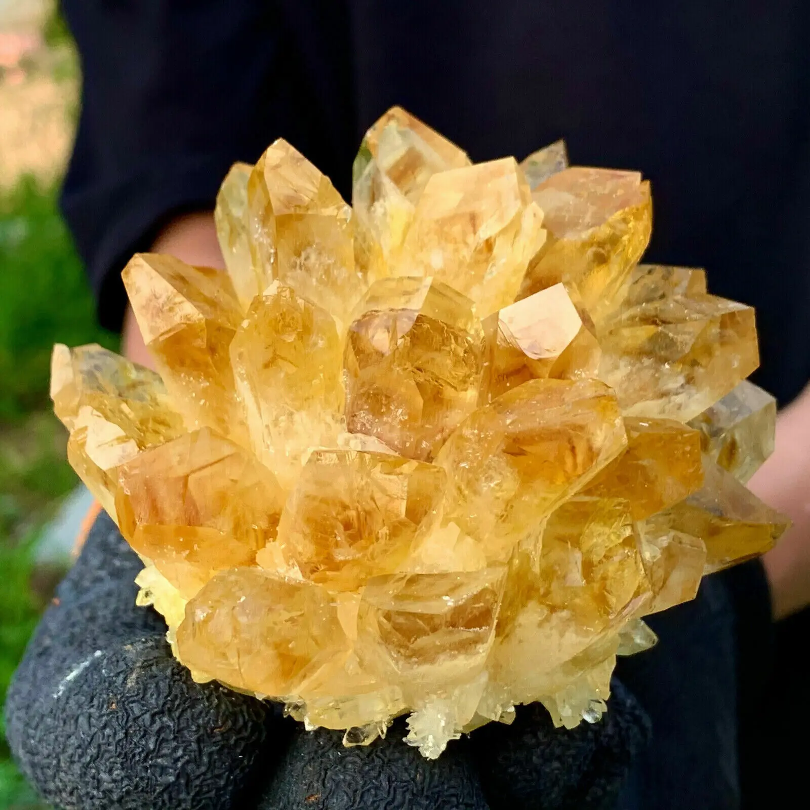 New Find Natural Yellow Phantom Quartz Crystal Cluster Mineral Specimen Healing 3