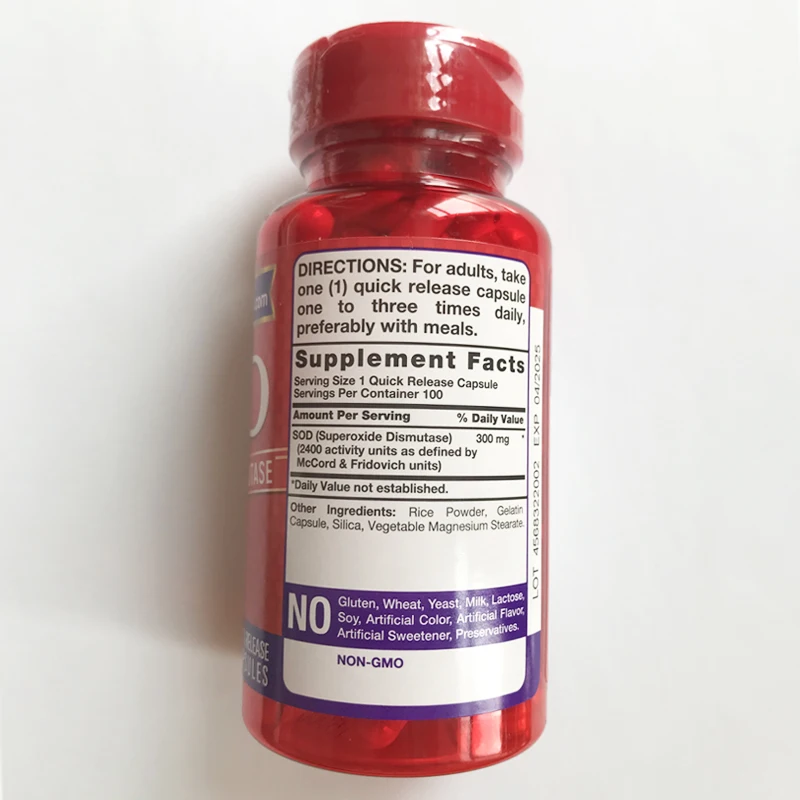 PipingRock SOD Superoxide Dismutase 300 mg 100 Capsules