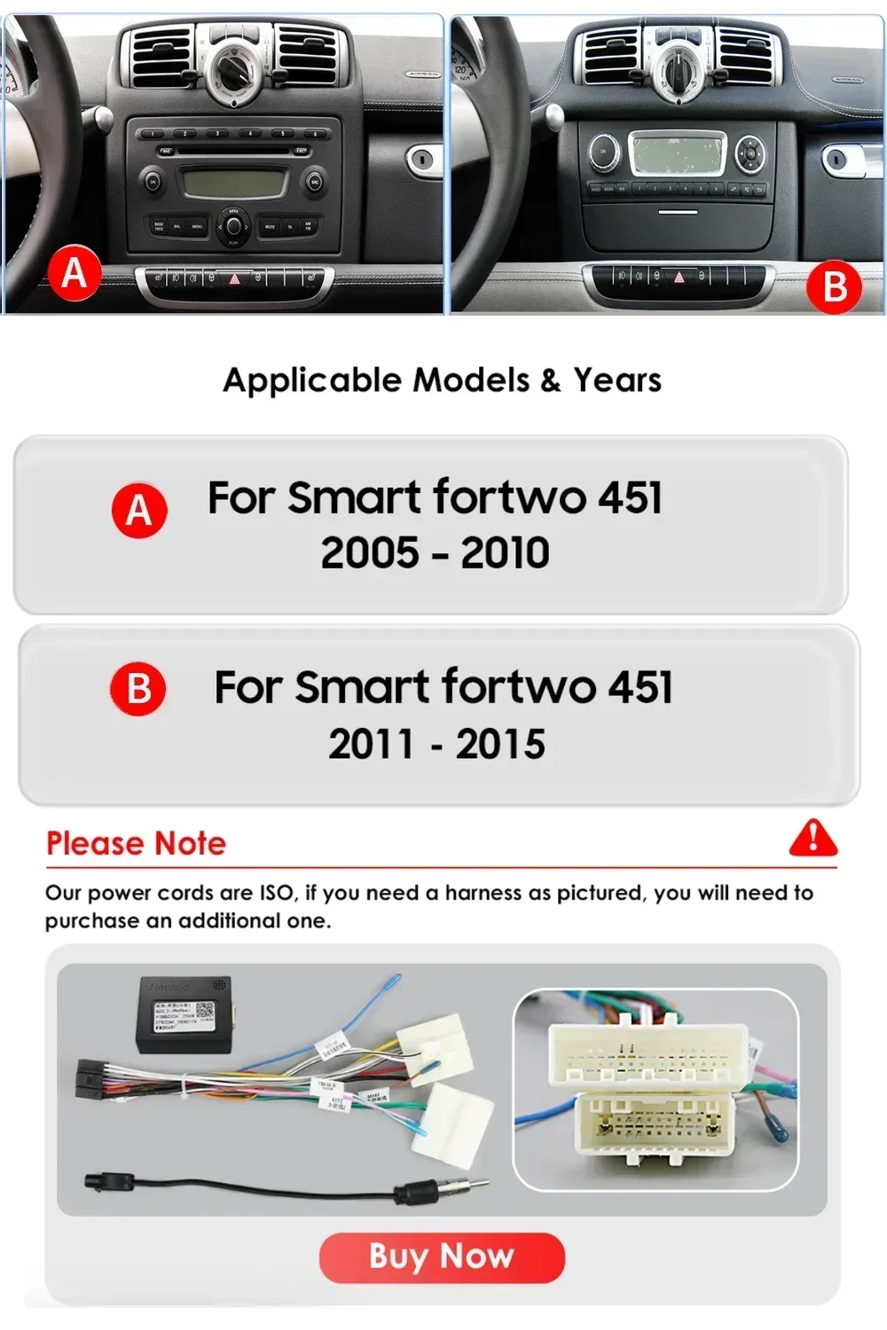 Façade Autoradio Universel 2 DIN Audioproject A246 - Compatible Smart Fortwo 451 2007-2010 - Noir