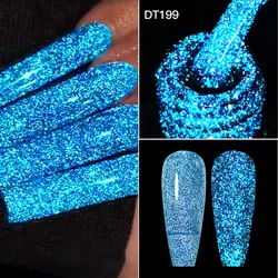 MEET ACROSS 7ml Glitter Reflective Gel Nail Polish Sparkly Reflective Effect UV LED Nail Art Gel Semi Permanent Nails Varnish