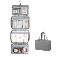 Travel Toiletry Bag with Hook, Portable Makeup Cosmetic Organizer Bag for Full-Sized Shampoo, Toiletries, Makeup Accessories 1