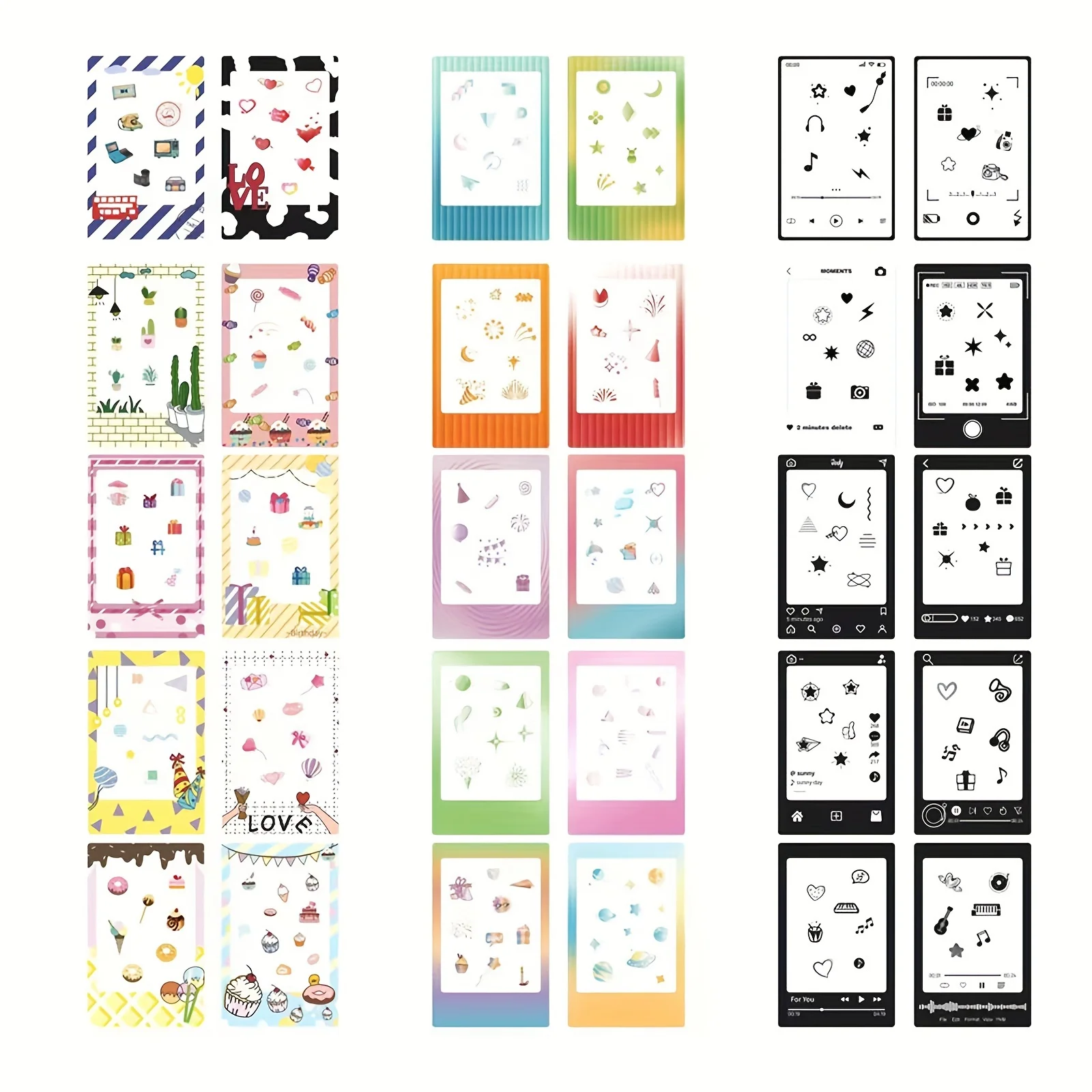 Photo Frame Stickers 30 Photo Frame Stickers Mini Photo Film Stickers Compatible Instax Mini 12/11/9/8/7S/70/50S/90 EVO Instant Film