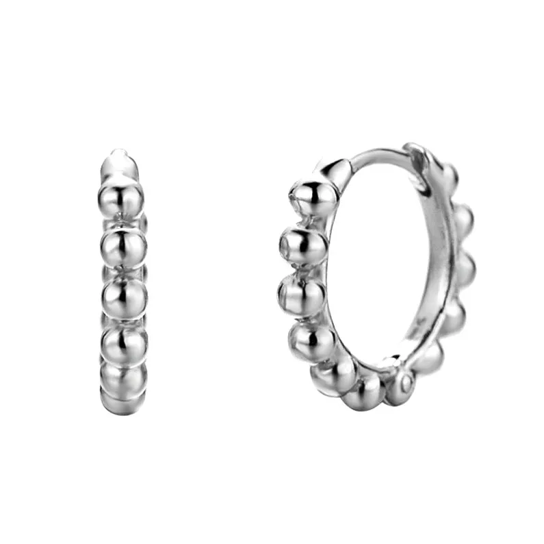 2PC 6/7/8/9mm Tiny Perlen Hoop Ohrringe Für Frauen Punk Party Schmuck Trendy Gold/silber Farbe Metall Huggie Ohrringe Pendientes – Detail 16