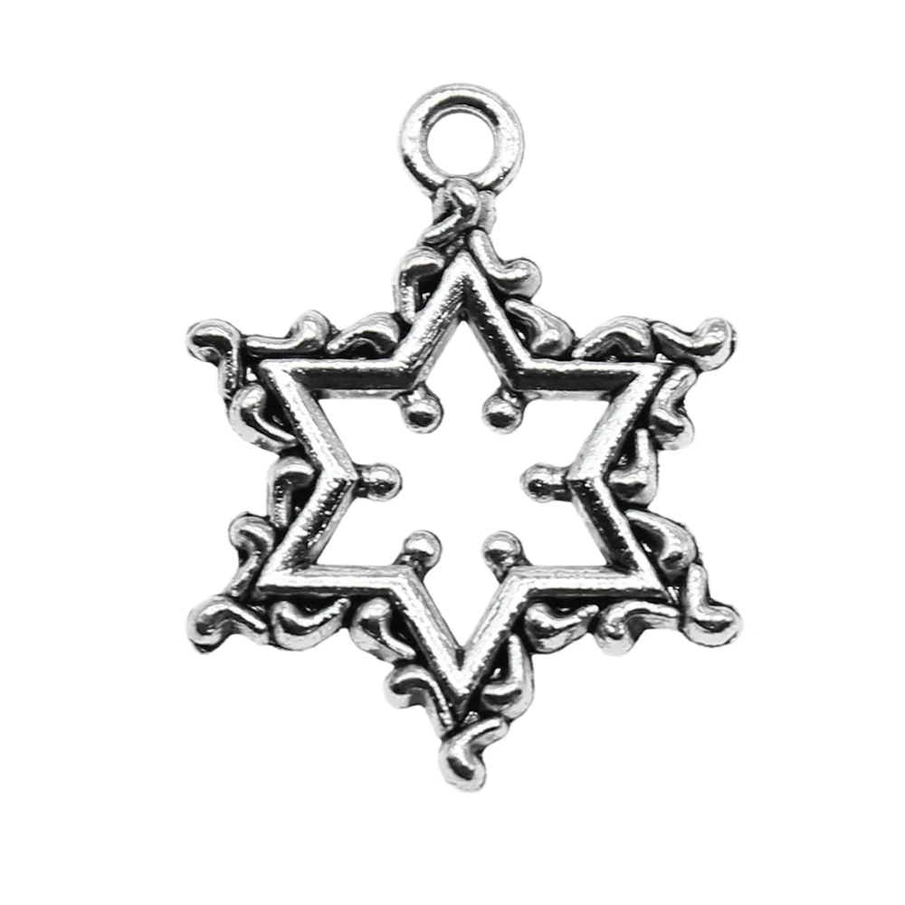 

10pcs/lot 22x16mm Snowflake Charms For Jewelry Making Antique Silver Color 0.87x0.63inch