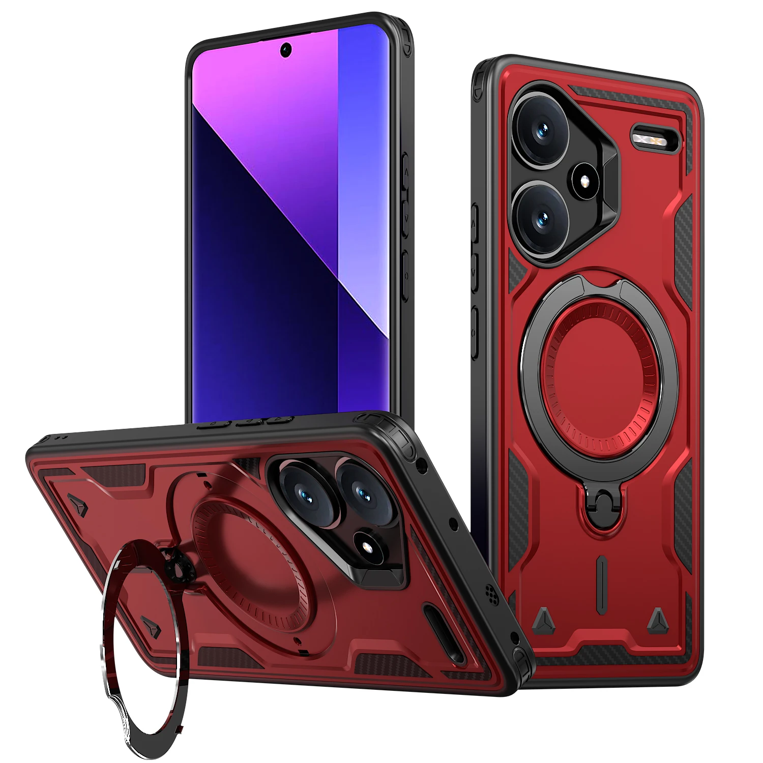 Für Xiaomi Redmi Note 13 Pro Plus 5G Hülle Militärische Rüstung stoßfest 360 ° Rotierender magnetischer Ringständer aus TPU-Kunststoff für Telefonabdeckung – Detail 20