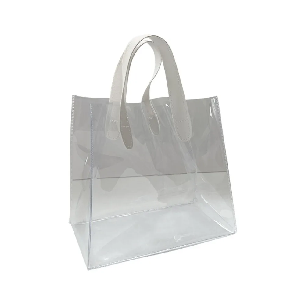 Large Capacity PVC Clear Tote Bag Transparent Handle Transparent