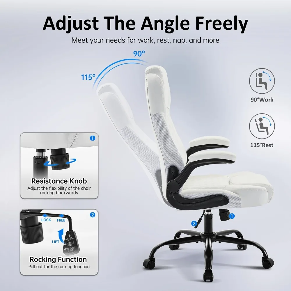 "premium ergonomic leather office chair with adjustable arms and lumbar support for home desk"
