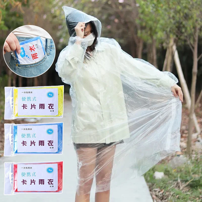 1-50pcs Poncho Disposable Raincoat Waterproof Rainwear Portable Card Raincoat Supplies