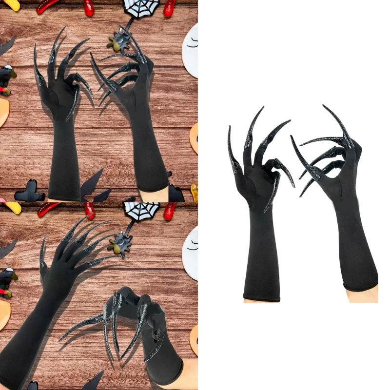 Cosplay Gloves Scary Long Nails Gloves Cosplay Party Costume Accessories Halloween Party Gloves Roleplay Finger Nails F3MD