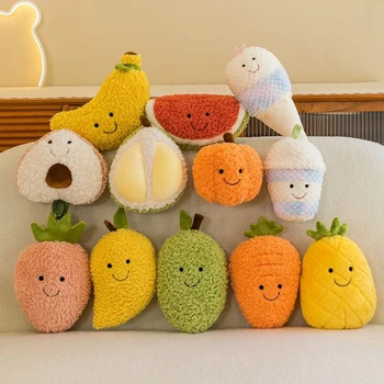 16-28CM Fruit Vegetable Plush Toy Cute Soft Watermelon Pineapple Banana Strawberry Mango Carrot Children's Christmas Gift