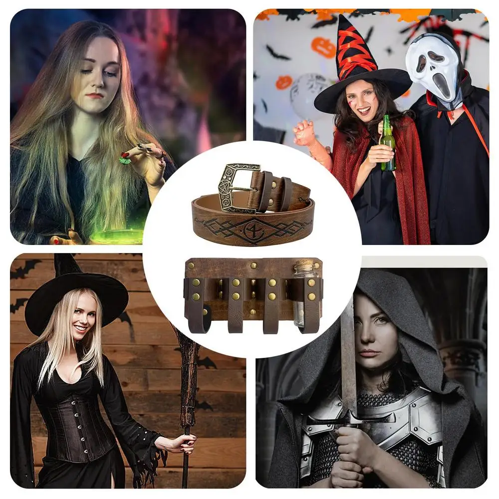 Renaissance Alchemy Belt Adjustable Alchemy Renaissance Belt Portable Medieval Costumes Multipurpose Cosplay Prop For Parties
