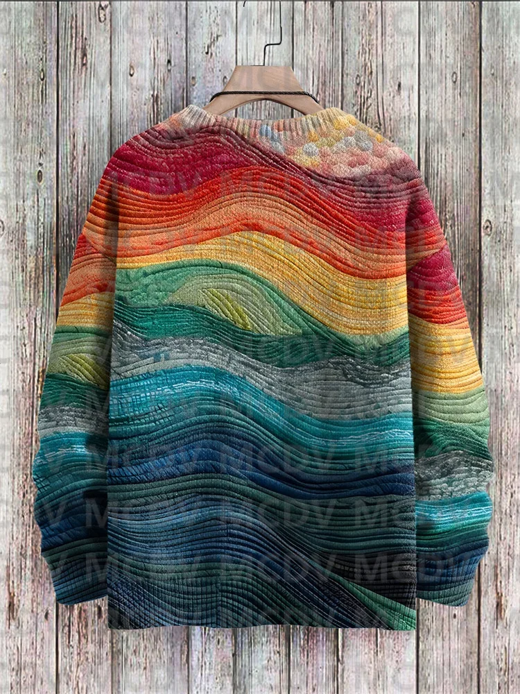 Rainbow Art Casual Multicolor Print Knit Pullover Sweater Men's For Women's Pullover