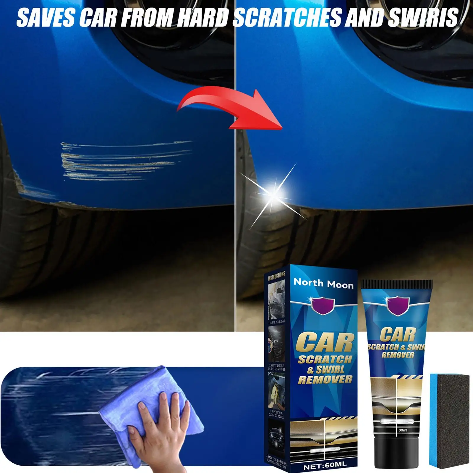 60/120ml Car Styling Wax Scratch Repair Polishing Kit Auto Body Grinding Compound Anti Scratch Cream Paint Care Cleaning Tools
