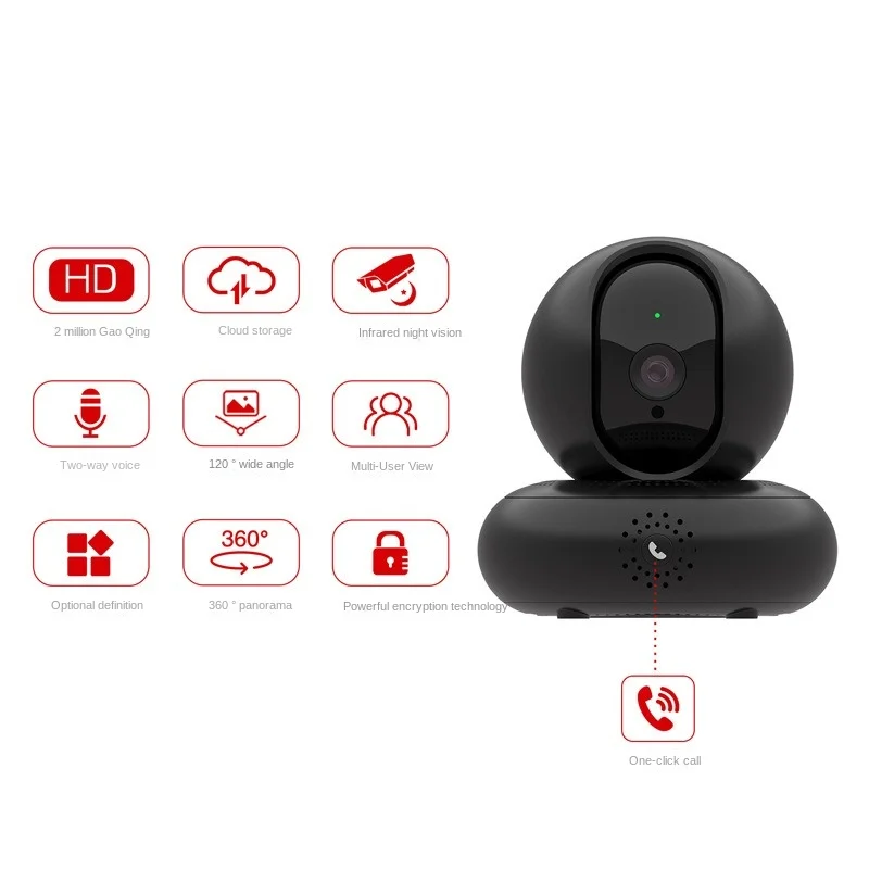 360eyes HD WIFI Webcam One Key Call Panoramic 3D Navigation Bright Black Camera