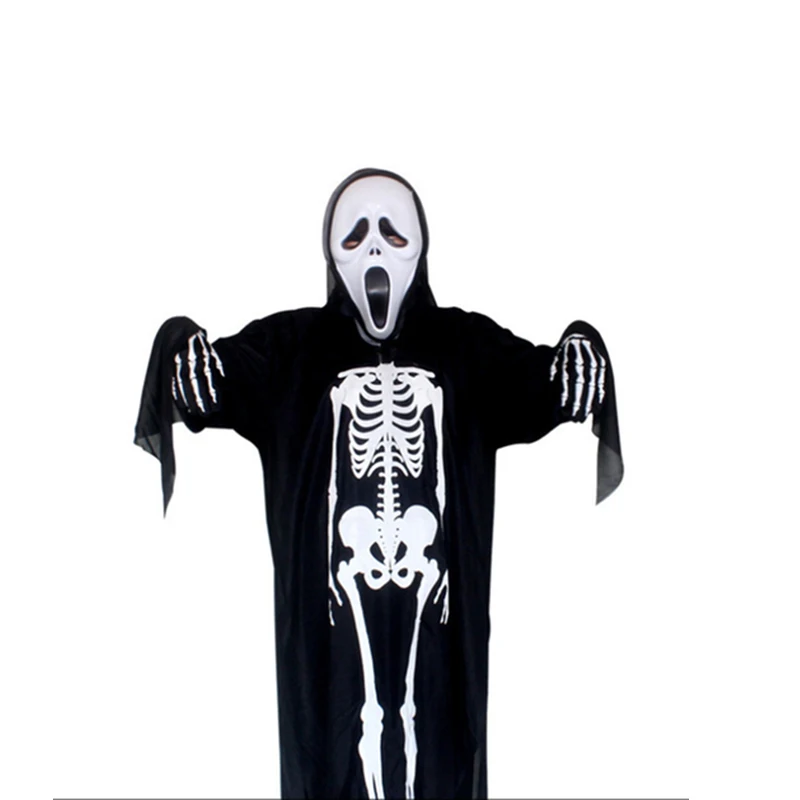 Halloween Ghost Jumpsuit Set for Boys Girls, Skeleton Costume, Glowing in the Dark Clothes, Zentai Bodysuit, Carnival Party Deco