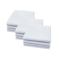 3Pcs Men Women 100% Cotton Handkerchiefs White Color Classic Hankies Jacquard Striped Pocket Square Towel DIY Painting 1