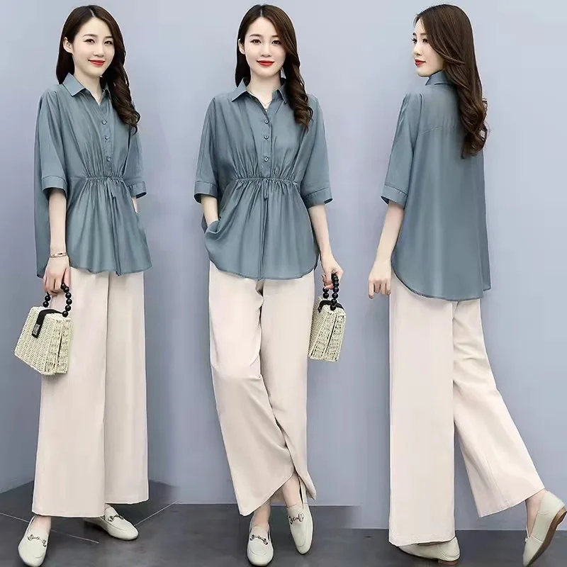Ladies LDC Half Sleeve Top Drawstring Pants Loose 2pcs Sweater Suit