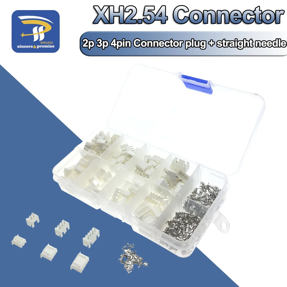 50 Sätze Kit im Karton 2p 3p 4 Pin 2,54 mm Rasterklemme / Gehäuse / Pin-Header-Stecker Drahtverbinder-Adapter XH2P-Kits