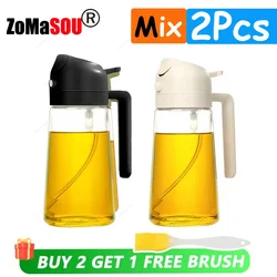 2-in-1 Oil and Vinegar Sprayer Bottle Set (Plastic Black White)