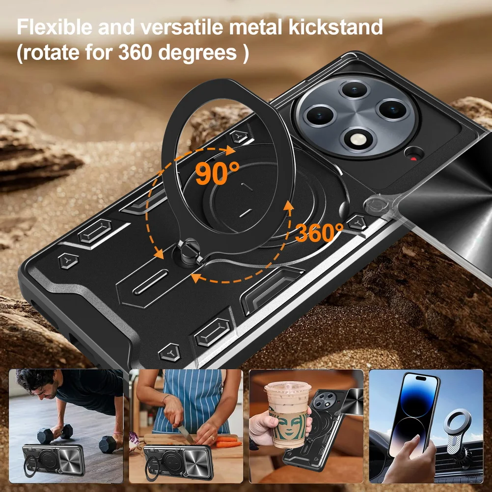Metal Ring Camera Protect Case with Armor Rotating Holder Cover