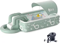 Inflatable Pool with Canopy and Slide,Large Inflatable Swimming Pool for Persons,Family Pool for Backyard, Outdoor 4