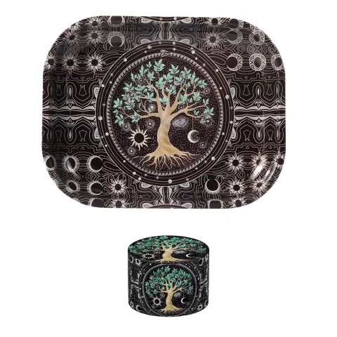 The Tree of Life Rolling Tray and Grinder 1/2pcs