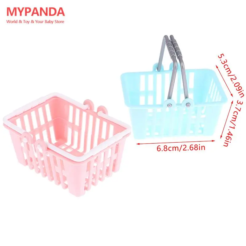 2Pcs Dollhouse Mini Shopping Hand Baskets Model Dollhouse Supermarket Basket For Grocery Toy Pretend Play