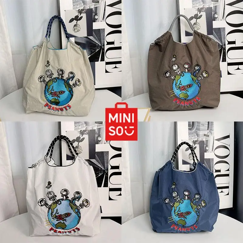 

Miniso Snoopy сумка для покупок с вышивкой на цепочке кавайная аниме мультяшная нейлоновая Экологически чистая сумка подарок игрушки для девочек